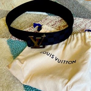 Louis Vuitton checkered belt with bag